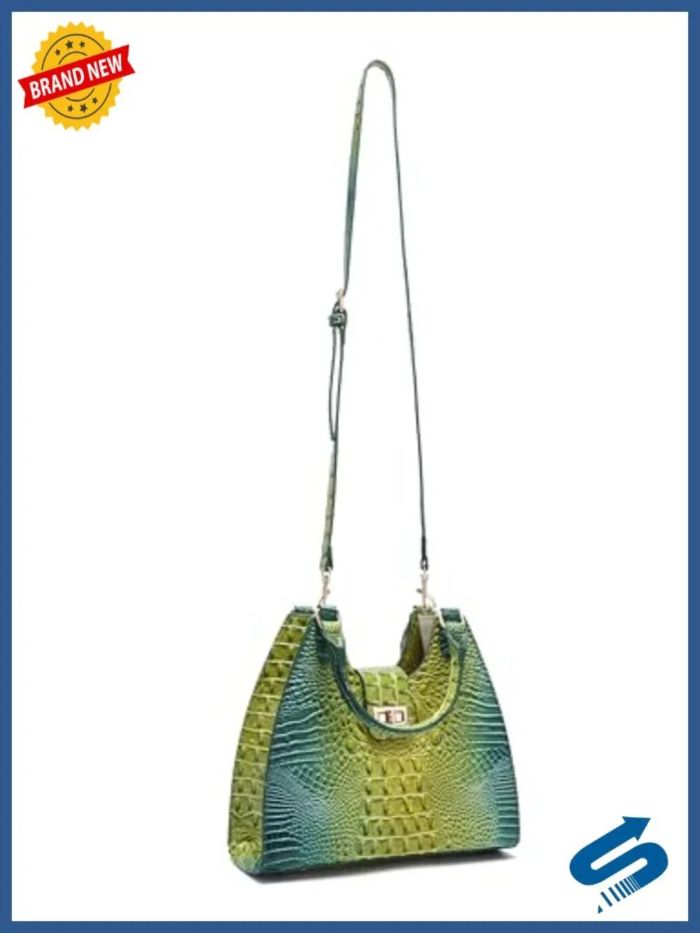Ladies Tote Leather Bags for Women Crocodile Embossed Zipper Satchel Purse